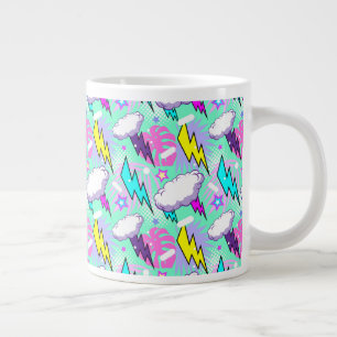 Grande Tasse Motif Neon Lightning Bolts & Stars