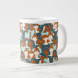 Grande Tasse Motif sans couture avec filles noires et blanches