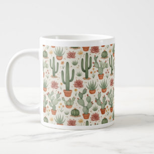 Grande Tasse Motif sans couture de cactus de désert succulent