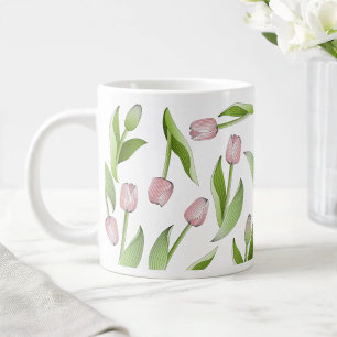 Grande Tasse Motif Tulipe Rose Moderne