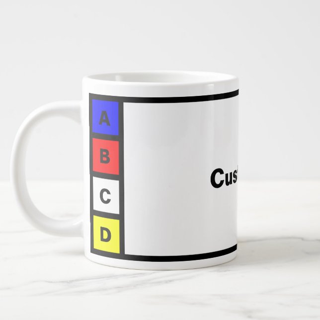Grande Tasse Mug à 4 lettres personnalisable (Gauche)