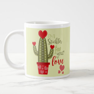Grande Tasse Mug à café Bonne Saint-Valentin Cactus Cœurs 60cl