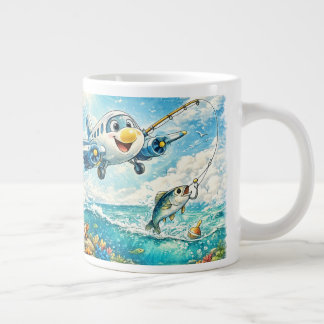 Grande Tasse Mug Avion de Pêche Mignon – Café d'Aventure Océani