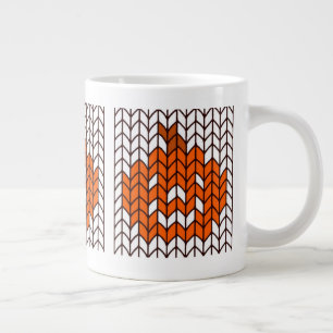 GRANDE TASSE MUG BLANC GÉANT TRICOTÉ CITROUILLE DE LANTERNE
