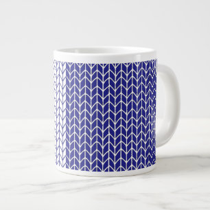 Grande Tasse Mug BLANC GRAND FORMAT en Tricot BLEU & BLANC