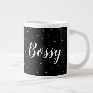 Grande Tasse Mug - Bossy Gold Dots Confetti Noir