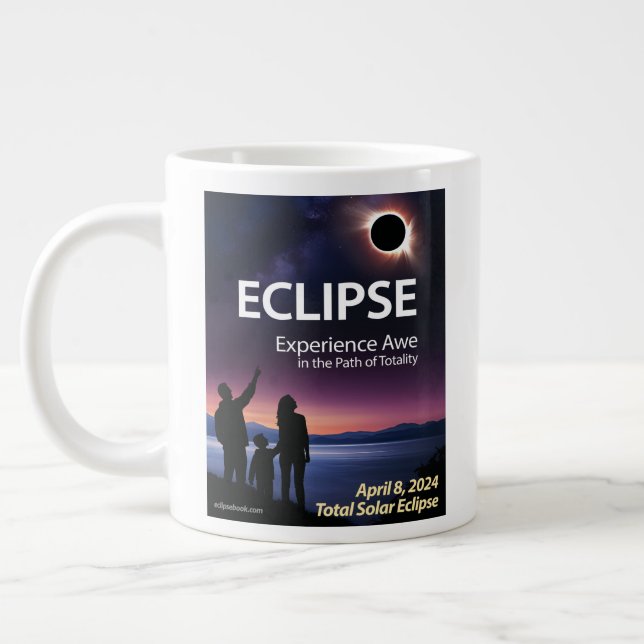 Grande Tasse Mug café Jumbo pour le Avril 8, 2024 Éclipse solai (Gauche)