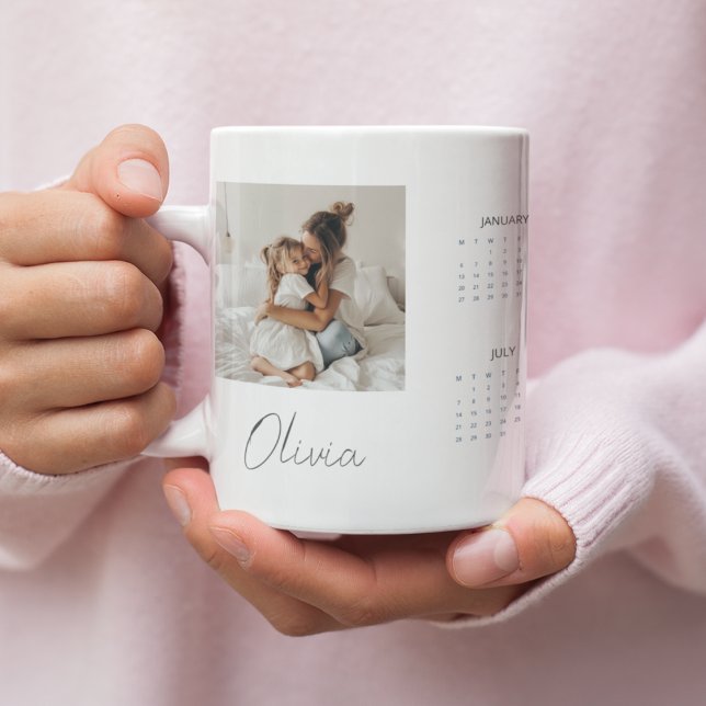 Grande Tasse Mug Calendrier 2025 personnalisé avec photo et nom (Créateur téléchargé)