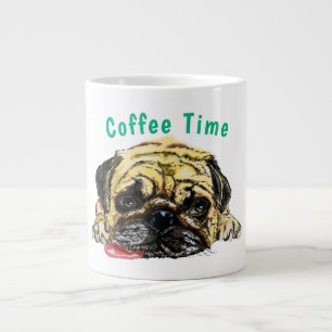 Grande Tasse Mug de café amusant avec chien Carlin - Texte pers