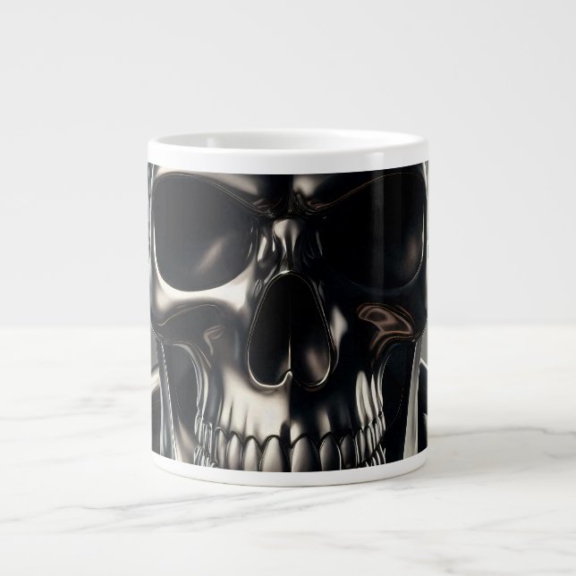 Grande Tasse Mug de café de crâne métallique (Devant)