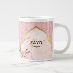 Grande Tasse Mug de café Groom personnalisé - Arche blush & Gol