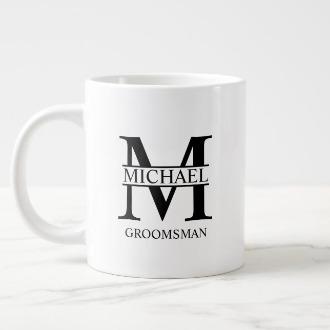 Grande Tasse Mug de café Groomsman personnalisé classique (Gauche)