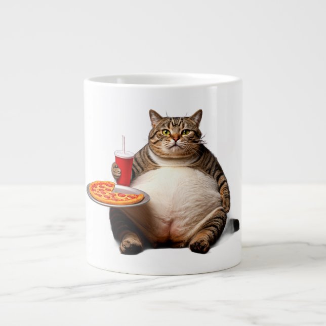 Grande Tasse Mug de chat amusant - Pizza Lover Coupe cadeau caf (Devant)