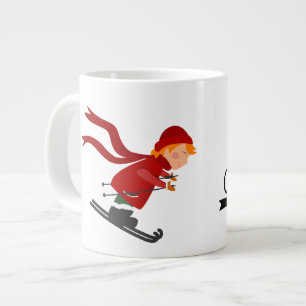 Grande Tasse Mug de Noël avec l'art du ski pour enfants