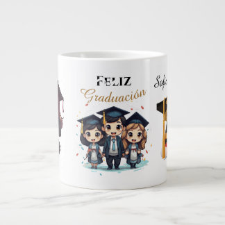 Grande Tasse Mug de remise de diplôme en or noir personnalisé