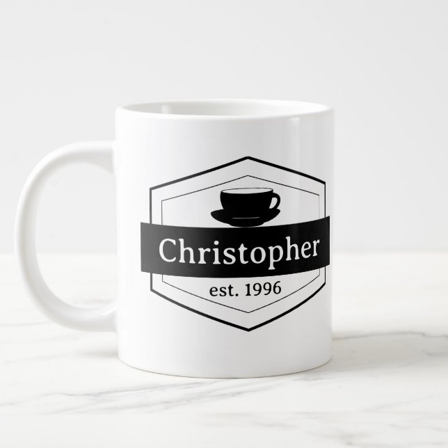 Grande Tasse Mug de spécialités Étiquettes noires (Gauche)