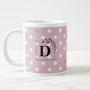 Grande Tasse Mug Élégant à Monogramme et à Points – Cadeau Pers