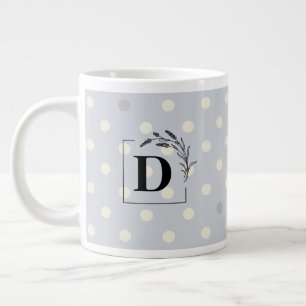 Grande Tasse Mug Élégant à Monogramme et à Points – Cadeau Pers