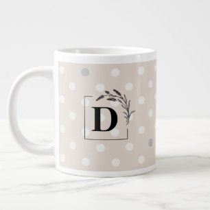 Grande Tasse Mug Élégant à Monogramme et Points – Cadeau Person