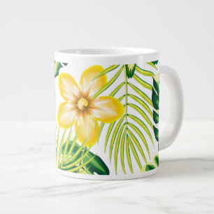 Grande Tasse Mug Floral et Palmier Tropical Ensoleillé d'Été