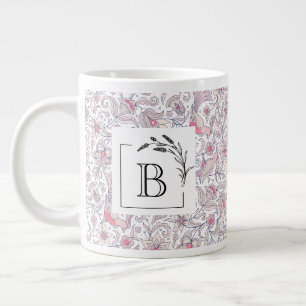 Grande Tasse Mug géant à monogramme en arabesque florale, Cadea