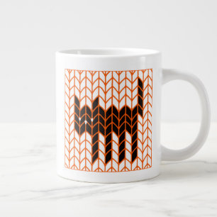 Grande Tasse Mug grand blanc tricot chat noir