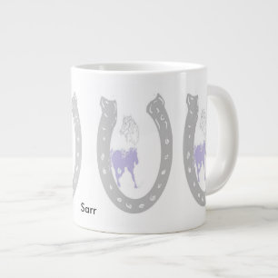 Grande Tasse Mug /Horseshoe avec chevaux