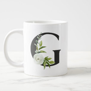 Grande Tasse Mug initial avec la lettre G - Flore printanière