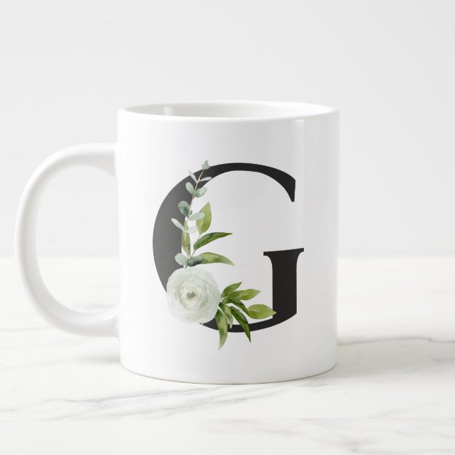 Grande Tasse Mug initial avec la lettre G - Flore printanière (Gauche)