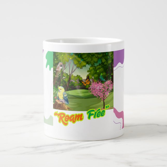 Grande Tasse Mug Inspirationnelle "Roam Free" - Aventure. (Devant)