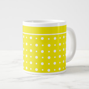 Grande Tasse Mug jaune citron, Pois blancs