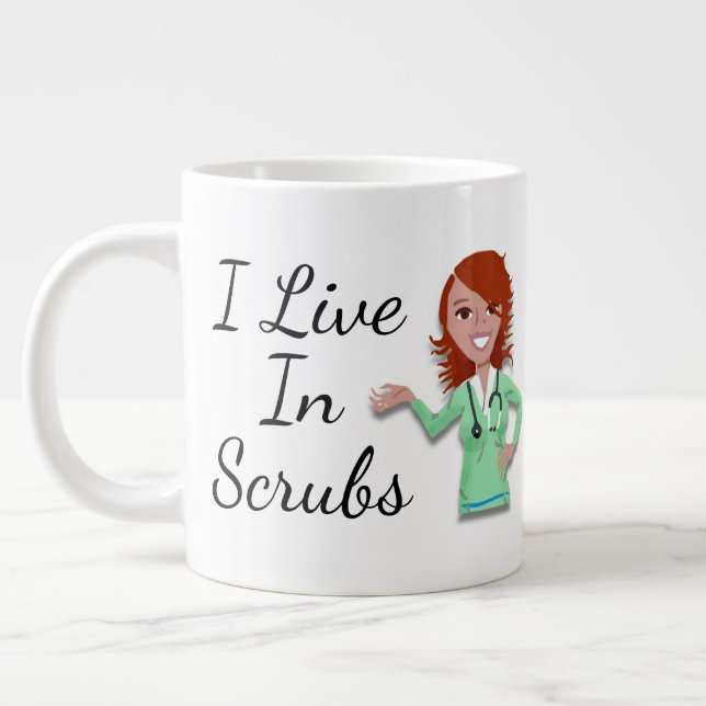 Grande Tasse Mug Je vis en blouse (Gauche)