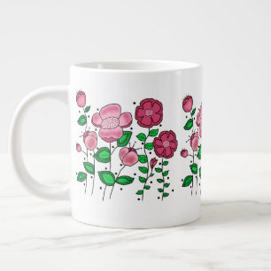 Grande Tasse Mug Jumbo 20 oz. avec fleurs roses