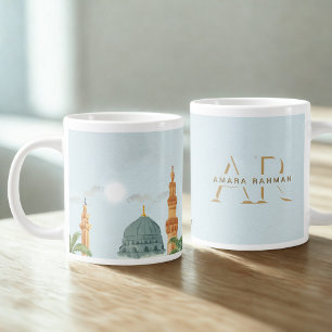 Grande Tasse Mug Jumbo 20oz ・ Dôme Vert de Madinah Aquarelle