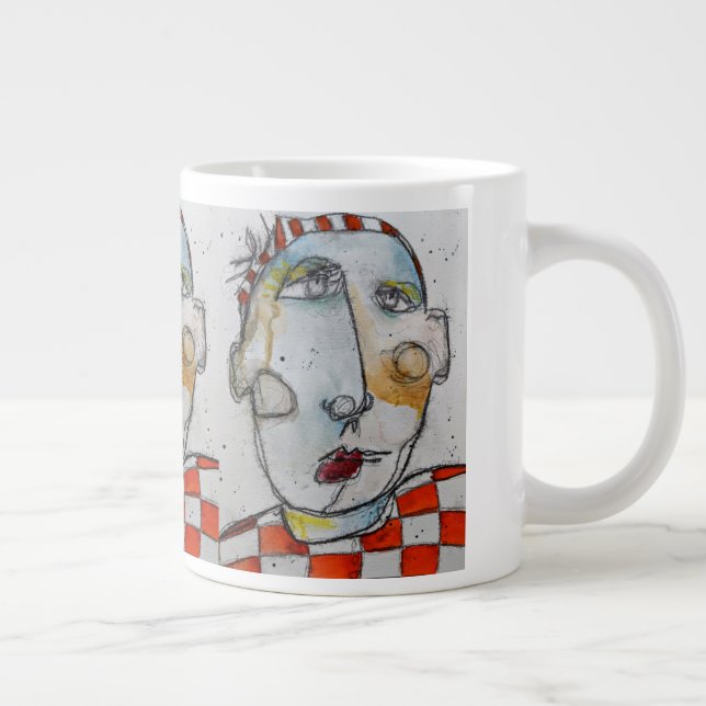 Grande Tasse Mug Jumbo - À damiers orange (Droite)