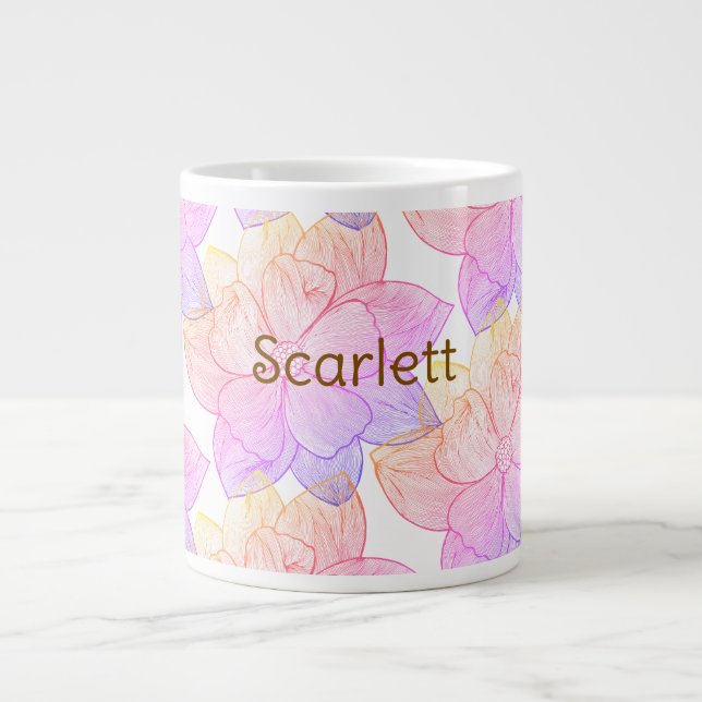 Grande Tasse Mug Latte Personnalisé Fleurs Scarlett (Devant)
