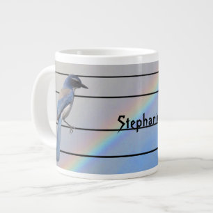 Grande Tasse Mug - Oiseau sur les lignes téléphoniques avec nom