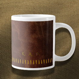 Grande Tasse Mug Personnalisé de Savant au Style de Cuir Cousu