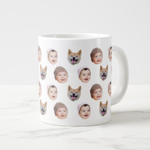 Grande Tasse Mug personnalisé visage bébé, Custom Family 3 Phot
