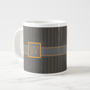 Grande Tasse Mug Spécialité Gris avec Rayures Orange