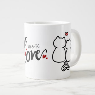 Grande Tasse Mugue avec les initiales des noms de couple d'amou