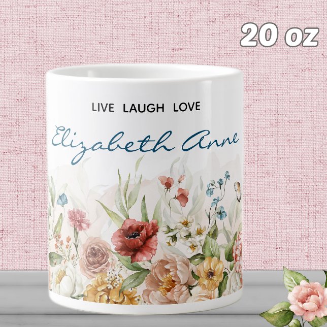 Grande Tasse Name || Aquarelle 20oz 1600s Florals Mug (Créateur téléchargé)