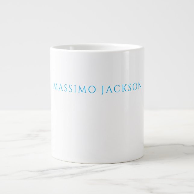 Grande Tasse Name Calligraphy Script Plain Simple White Blue (Devant)