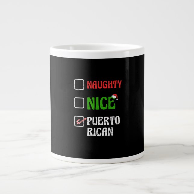 Grande Tasse Naughty Nice Puertorican Santa Holiday Sweet  (Devant)