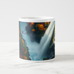 Grande Tasse Navy Moderne & Or Abstrait Pic de Montagne – Luxe