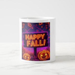 Grande Tasse Neon Autumn Mug - Happy Fall Leaves