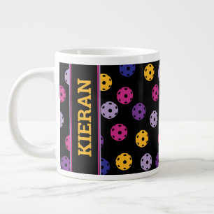 Grande Tasse Neon sur le pickleball noir, nom personnalisé 
