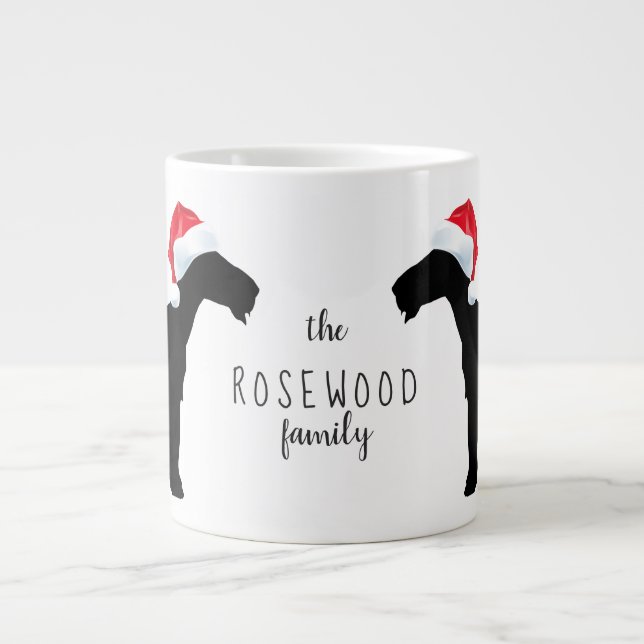 Grande Tasse Noël Airedale Terrier Chiens de Santa Hat Monogram (Devant)