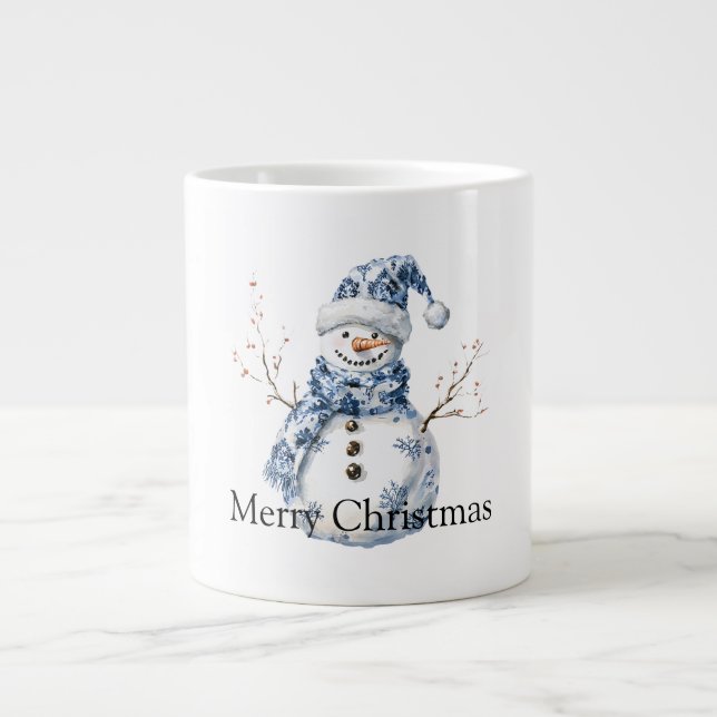 Grande Tasse Noël Chic Blanc Snowman (Devant)
