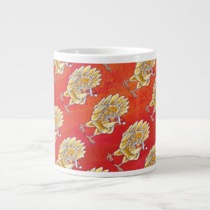 Grande Tasse Noël Du Poulet Sur Rouge